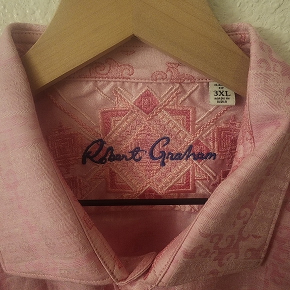 NWT Robert Graham Pink Morley Linen Blend Button Down Shirt Mens 3XL - Picture 3 of 10